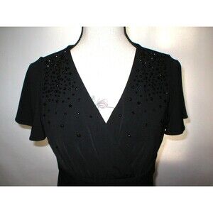 New NWT Womens MP P M Petite Calvin Klein Dress Black Studs Party Date Work  SS